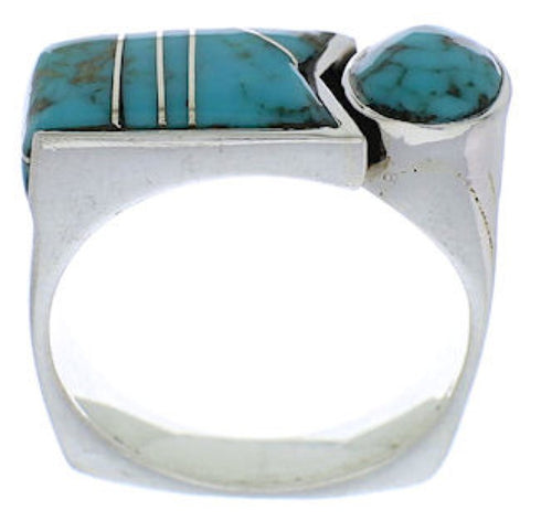 Southwestern Sterling Silver Turquoise Ring Size 6-1/2 UX39826